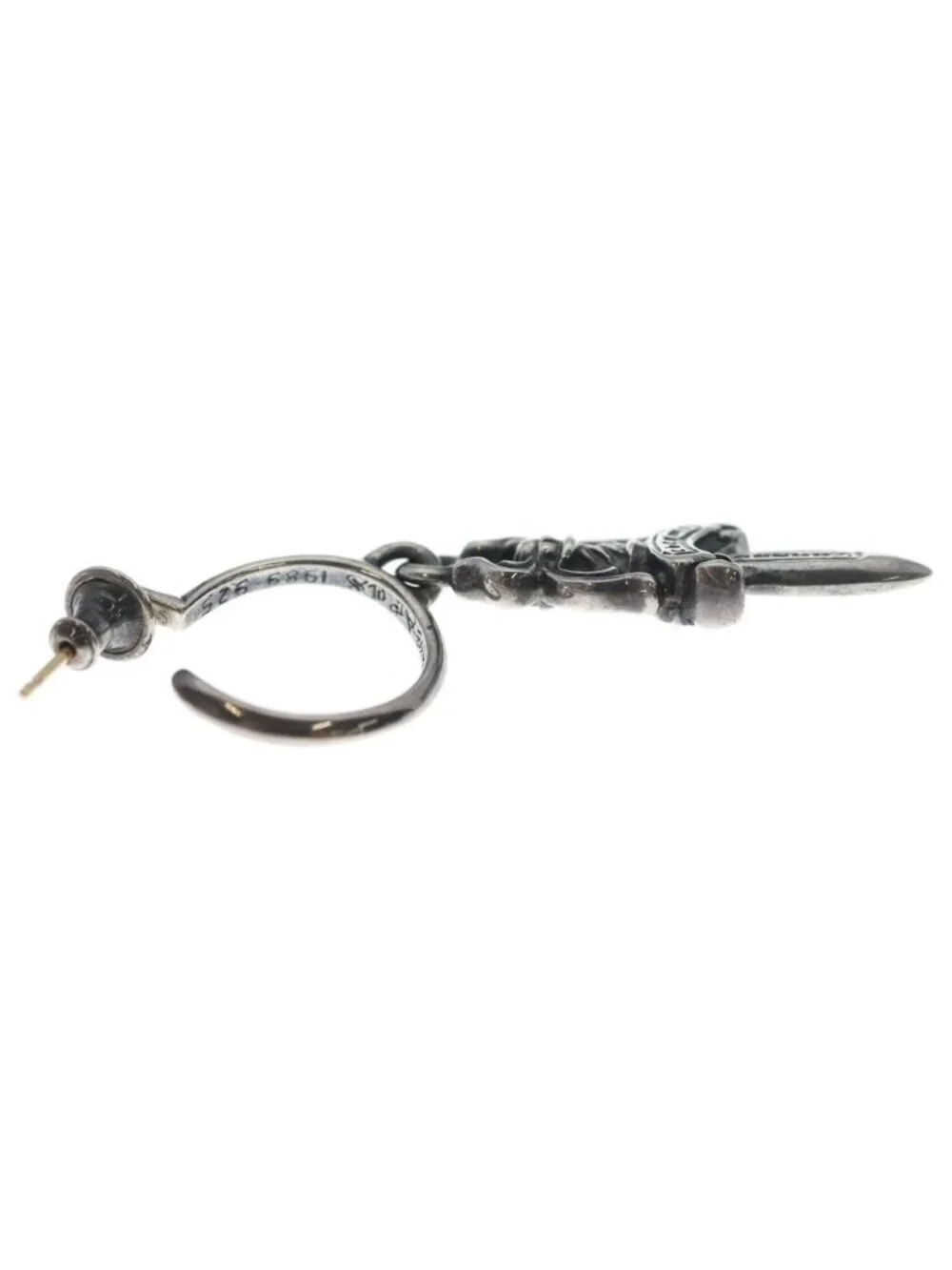 Chrome Hearts No5 Dagger 5 Hoop Earrings Silver